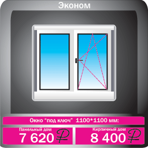 Двустворчатое окно "под ключ"